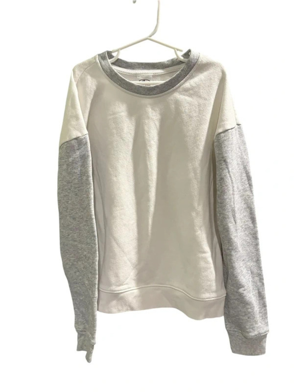 Athletic Works Kids Large 10-12 Colorblock Crewneck Sweatshirt Gray White